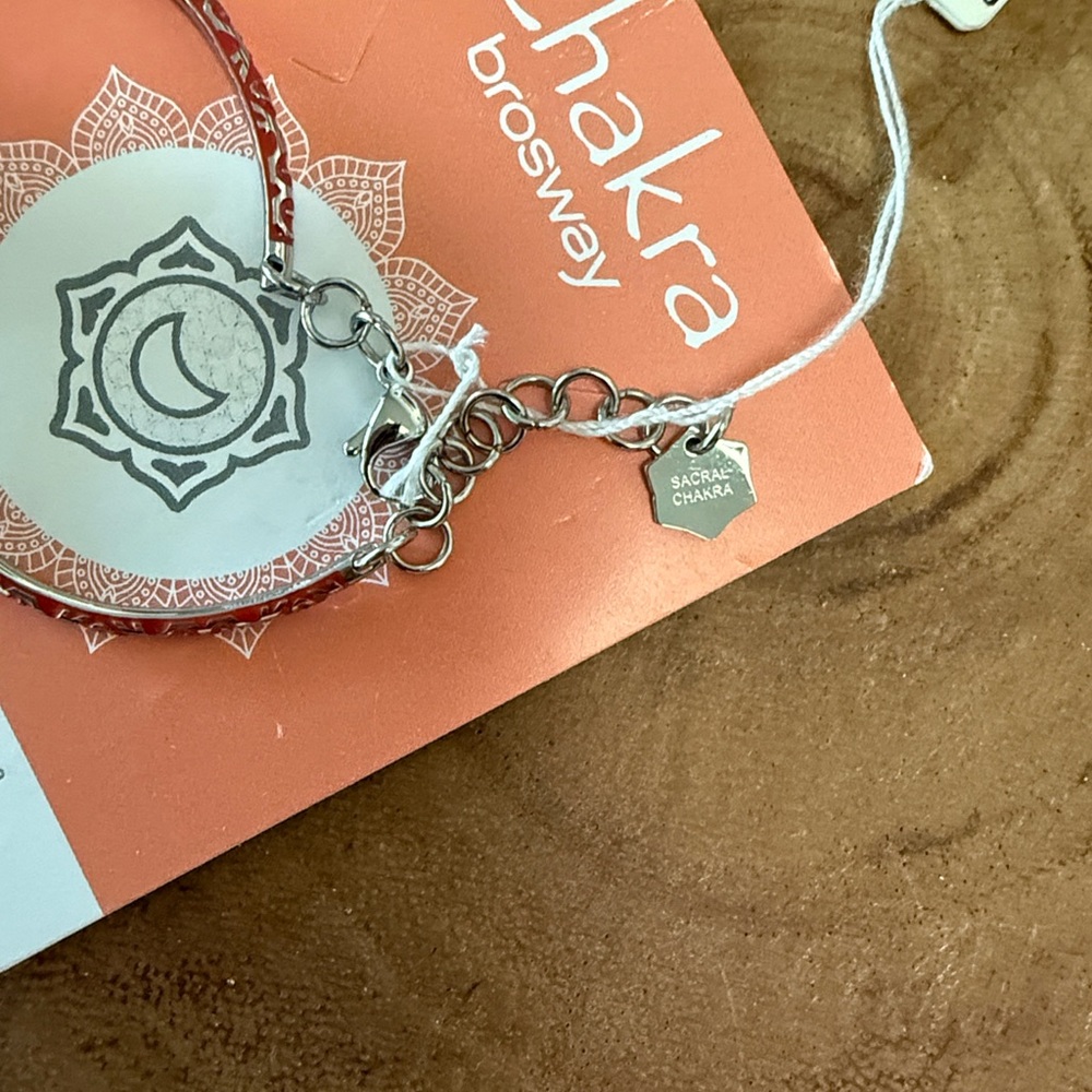 Women's Silver and Orange Bracelet - Picture 3 of 6